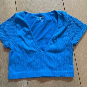 Garage Vibrant Blue Ribbed Crop Top